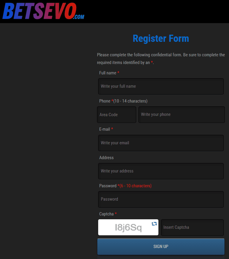 betsevo registration