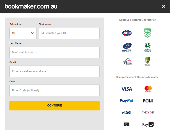 bookmaker registration